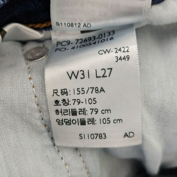 Levis Jeans Womens 31 Blue Ribcage Straight Ankle Button Fly Distress High-Rise - Picture 5 of 12